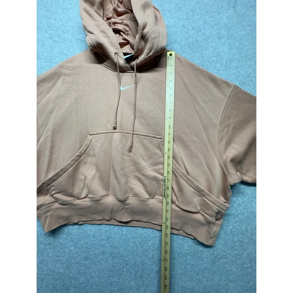 Nike Phoenix Fleece Oversized Cropped Hoodie Terracotta Pink DQ5858-688 Mens M